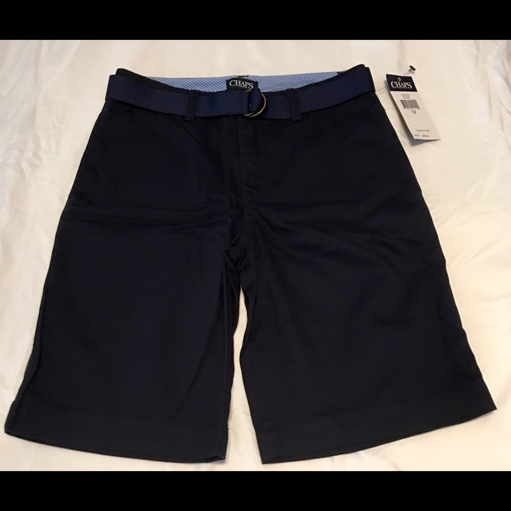 Boys Aviator Navy Chaps Shorts with Belt